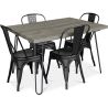 Buy Grey Hairpin 120x90 Dining Table + X4 Bistrot Metalix Chair Black 59923 - in the UK