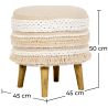 Buy Pouffe Stool in Boho Bali Style, Wood and Cotton - Isabella Bali Ivory 60262 with a guarantee