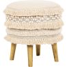 Buy Pouffe Stool in Boho Bali Style, Wood and Cotton - Janice Bali White 60264 - in the UK