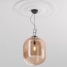 Buy Glass pendant light in modern design, metal and glass - Crada - Big Amber 60403 - in the UK