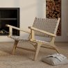 Buy Armchair, Bali Boho Style, Linen and teak wood - Grau Beige 60467 - in the UK