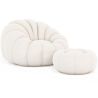 Buy Upholstered Armchair with Ottoman - White Boucle - Calera White 60542 - in the UK