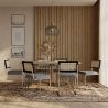 Buy Pack Hairpin Dining Table 150x90 & 6 Black Mesh Rattan and Velvet Chairs - Jenka Dark blue 60582 - in the UK