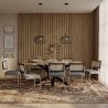 Buy Pack Industrial Wooden Table (200cm) & 8 Rattan and Velvet Mesh Chairs - Jenka Dark blue 60594 - in the UK