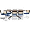 Buy Pack Industrial Wooden Table (200cm) & 8 Rattan and Velvet Mesh Chairs - Jenka Dark blue 60594 - prices