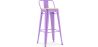 Buy Bistrot Metalix style bar stool with small backrest - 76 cm - Metal and Light Wood Light Purple 59694 - in the UK