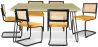 Buy Pack Hairpin Dining Table 150x90 & 6 Black Mesh Rattan and Velvet Chairs - Nema Mustard 60559 - in the UK