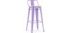 Buy Bistrot Metalix style bar stool with small backrest - 76 cm - Metal and Light Wood Pastel Purple 59694 in the United Kingdom