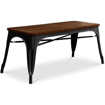Buy Bistrot Metalix Bench Industrial Style - Dark Wood Black 58436 - in the UK 