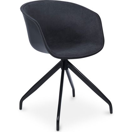Buy Design Black Padded Office Chair with Armrests Dark grey 59890 in the United Kingdom 