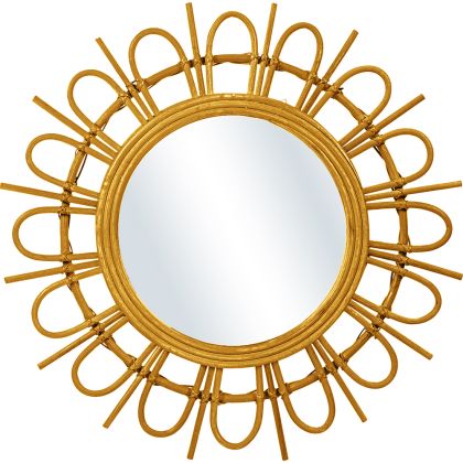 Buy Wall Mirror - Boho Bali Round Design (60 cm) - Uli Natural wood 60053 in the United Kingdom 