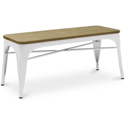 Buy Bench Bistrot Metalix Industrial Metal and Light Wood - New Edition White 60131 at MyFaktory 