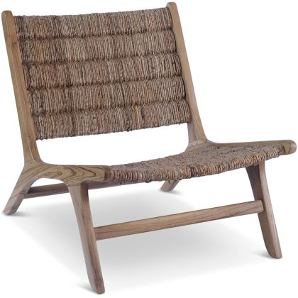 Buy Armchair in Boho Bali Style, Rattan and Teak Wood - Hewar Natural 60475 in the United Kingdom