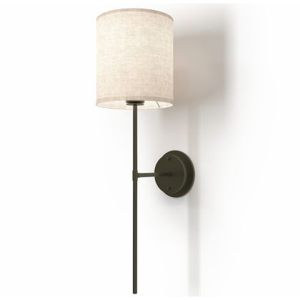 Buy Lamp Wall Light - Black with Fabric Shade - Norman Black 60525 in the United Kingdom 