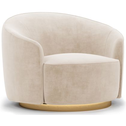 Buy Curved Design Armchair - Upholstered in Velvet - Treya Light grey 60647 in the United Kingdom