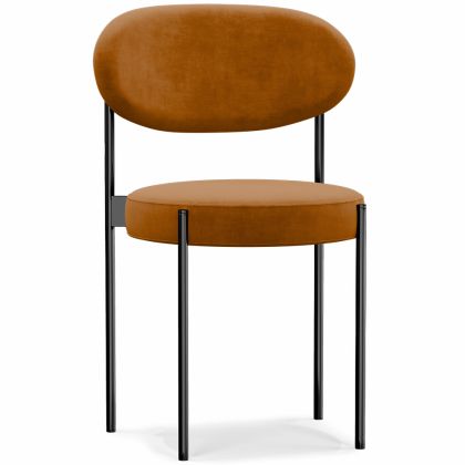 Buy Dining Chair - Upholstered in Velvet - Black Metal - Martha Mustard 61003 at MyFaktory