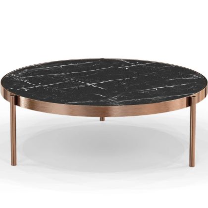 Buy Black Marble Coffee Table - 50cm Diameter - Louy Black 61093 - prices 