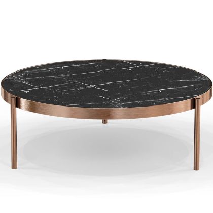 Buy Black Marble Coffee Table - 90cm Diameter - Louy Black 61094 home delivery 