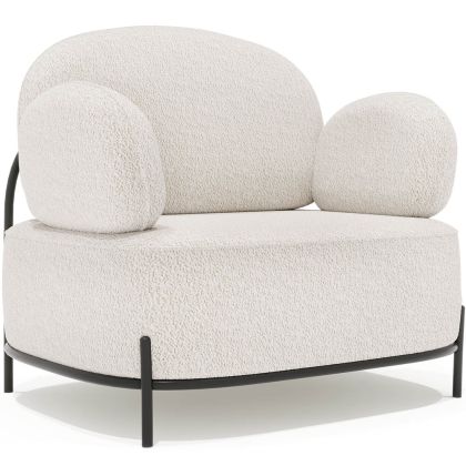 Buy Design armchair - Upholstered in bouclé fabric - Munum White 61156 - prices