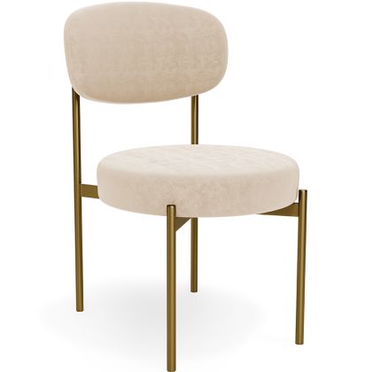 Buy Dining Chair - Upholstered in Velvet - Golden metal - Ara Beige 61166 in the United Kingdom