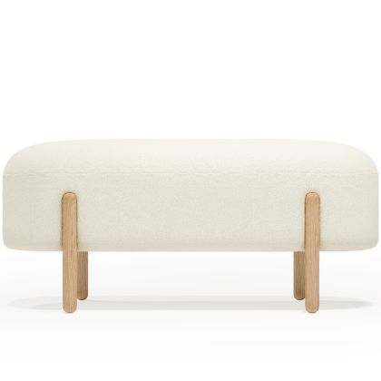 Buy Upholstered Bouclé Bench - Round White 61250 in the United Kingdom