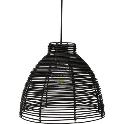 Buy Hanging Lamp Boho Bali Design Natural Rattan - Tui Black 60037 - in the UK