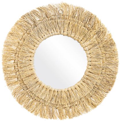 Buy Wall Mirror - Boho Bali Round Design (60 cm) - Qui Natural wood 60056 home delivery