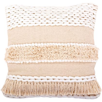 Buy Square Cotton Cushion in Boho Bali Style cover + filling - Hera White 60183 in the United Kingdom