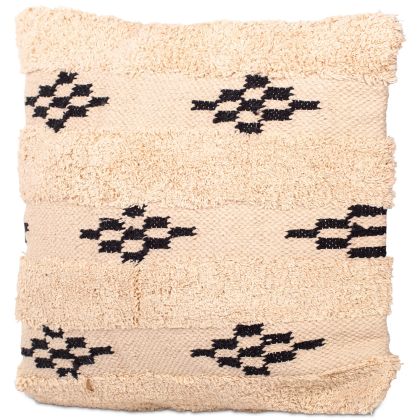 Buy Square Cotton Cushion in Boho Bali Style cover + filling - Narcissa White / Black 60189 home delivery