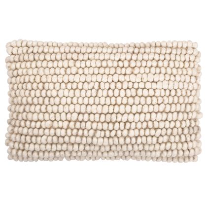 Buy Rectangular Cushion in Boho Bali Style, Wool cover + filling - Samantha White 60196 in the United Kingdom
