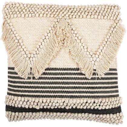 Buy Square Cushion in Boho Bali Style, Cotton & Wool cover + filling - Stara Multicolour 60206 - in the UK
