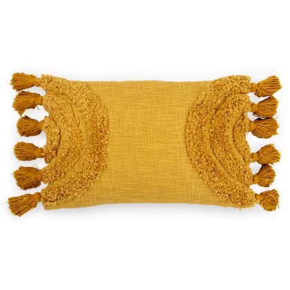 Buy Rectangular Cushion in Boho Bali Style, Cotton cover + filling - Dolly Yellow 60218 in the United Kingdom