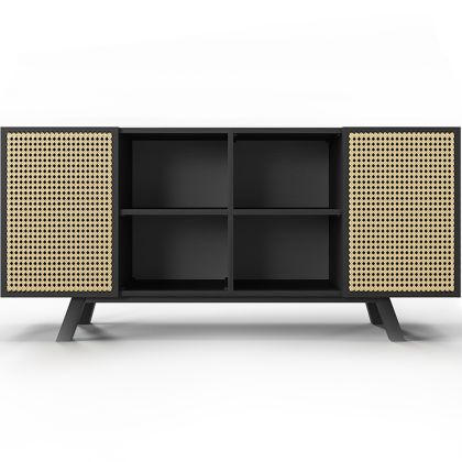 Buy Natural Wood Sideboard - Vintage Design - Black -  Oga Black 60362 home delivery