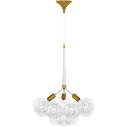 Buy Pendant lamp, globe chandelier in modern design, 9 glass globes - Plaus White 60405 - in the UK