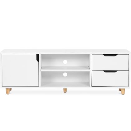 Buy Wooden TV Stand - Scandinavian Design - Wiam White 59663 in the United Kingdom