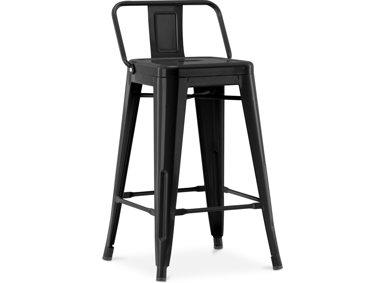 Buy Bar Stool with Backrest Industrial Design - 60cm - Metalix Black 58409 at MyFaktory