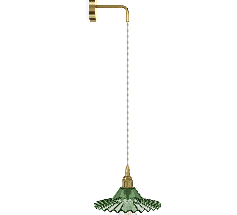 Buy Gold metal and glass wall lamp - Sven Green 59165 home delivery