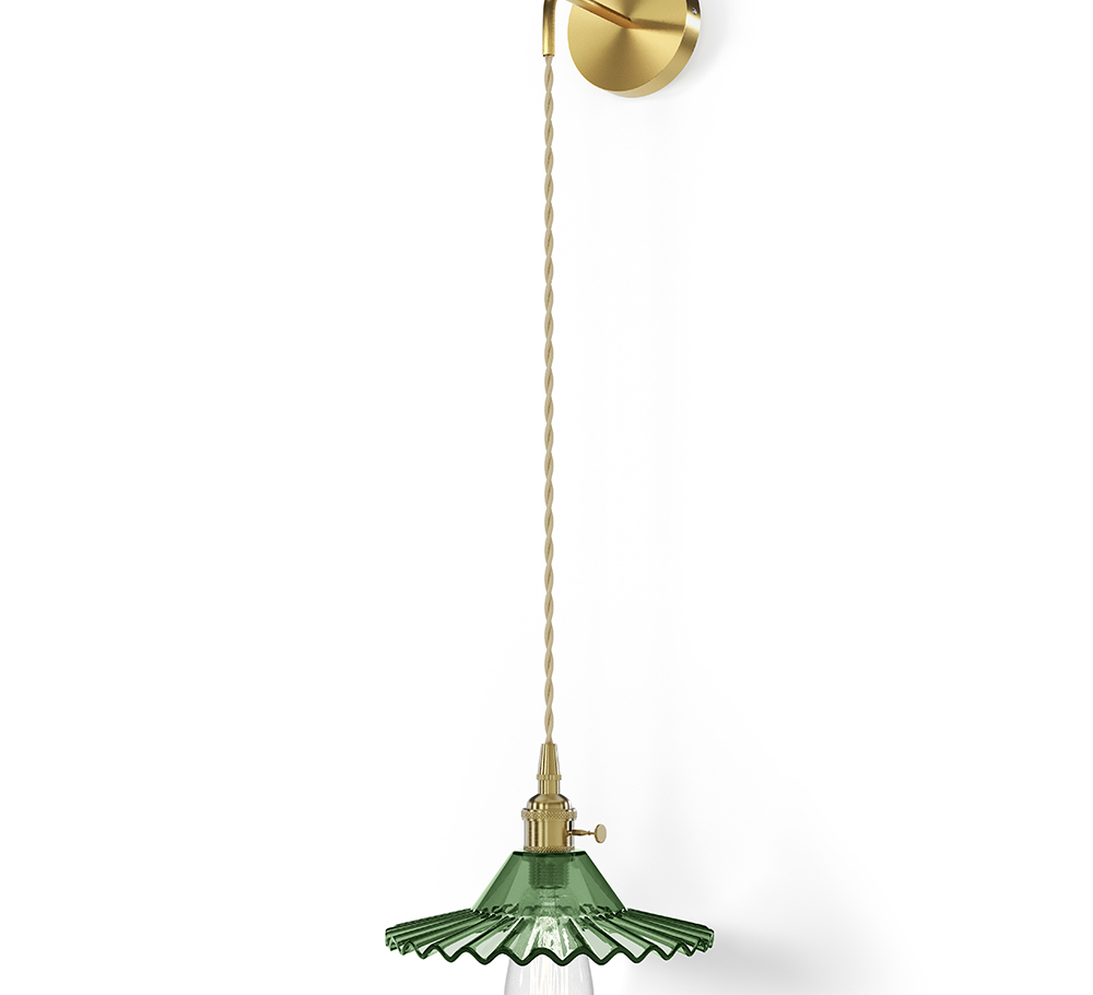 Buy Gold metal and glass wall lamp - Sven Green 59165 in the United Kingdom