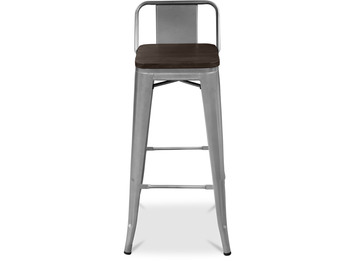 Buy Bistrot Metalix stool Wooden and small backrest - 76 cm Pastel orange 59118 - prices