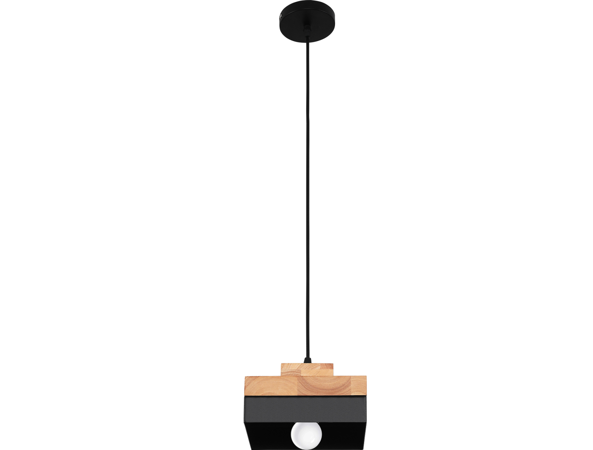 Buy Edda Scandinavian pendant lamp - Wood and metal Black 59308 - in the UK