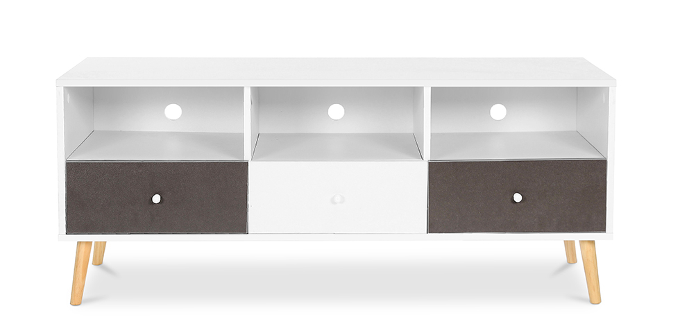 Buy Wooden TV Stand - Scandinavian Design - Quenby  Grey 59654 - in the UK