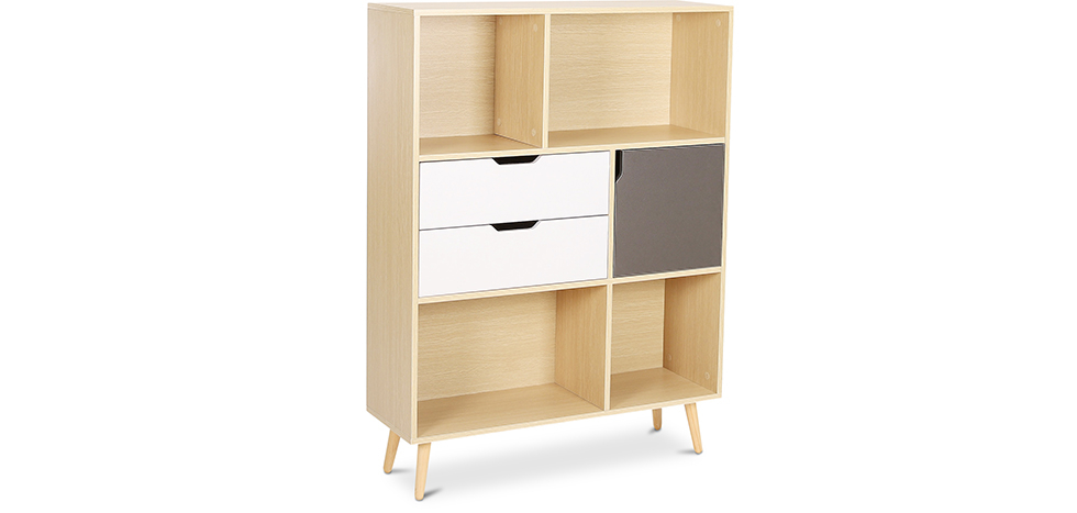 Buy Wooden Bookshelf - Scandinavian Design - Polani Natural wood 59648 - prices