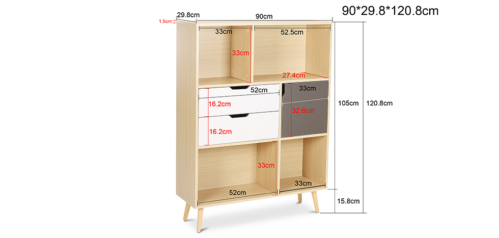 Buy Wooden Bookshelf - Scandinavian Design - Polani Natural wood 59648 with a guarantee