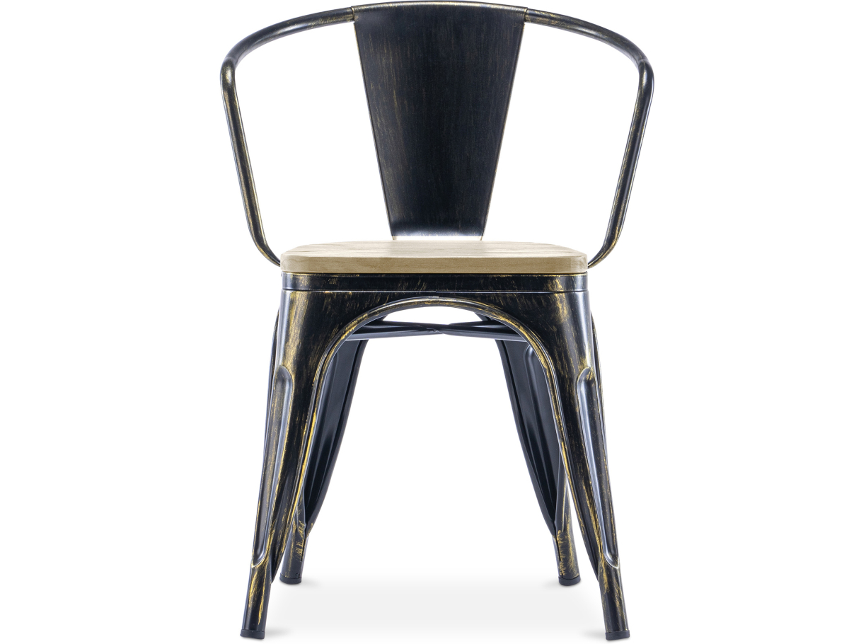 Buy Bistrot Metalix Chair with Armrest - Metal and Light Wood Red 59711 - prices