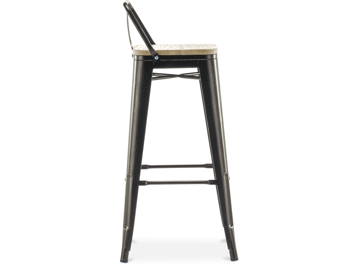 Buy Bistrot Metalix style bar stool with small backrest - 76 cm - Metal and Light Wood Pastel orange 59694 at MyFaktory