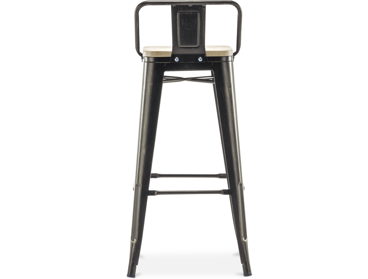 Buy Bistrot Metalix style bar stool with small backrest - 76 cm - Metal and Light Wood Pastel orange 59694 home delivery