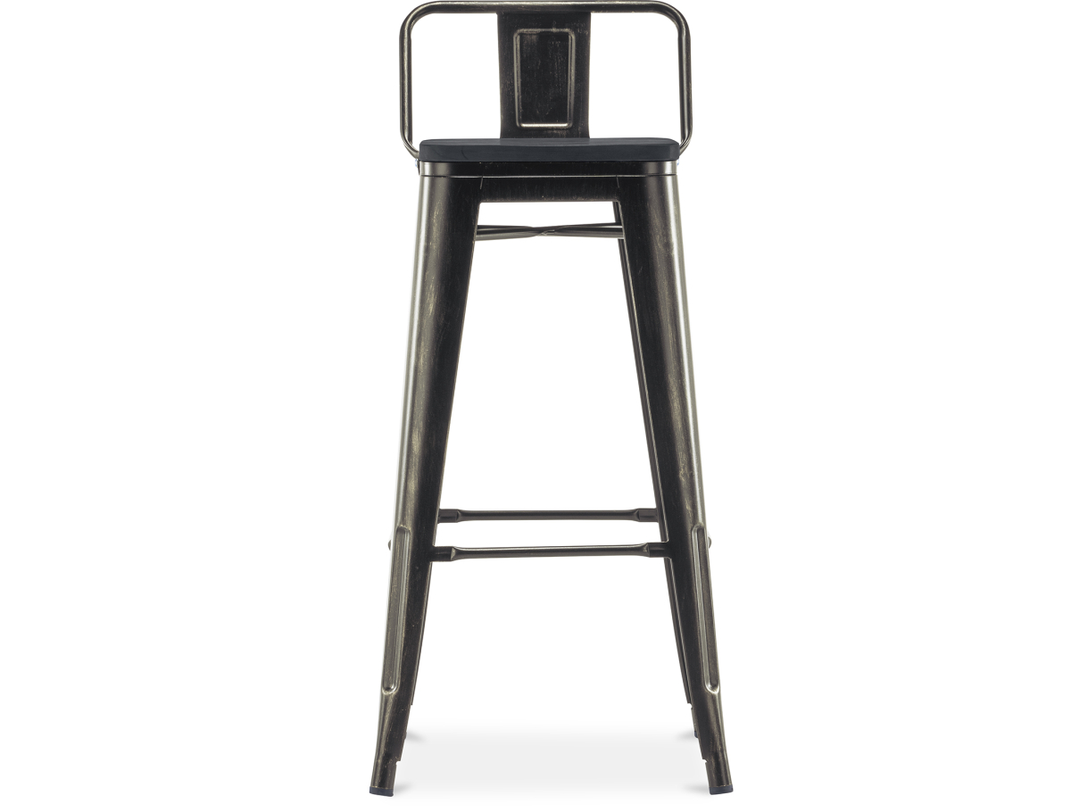 Buy Bistrot Metalix style bar stool with small backrest - Metal and dark wood - 76 cm Steel 59693 - prices