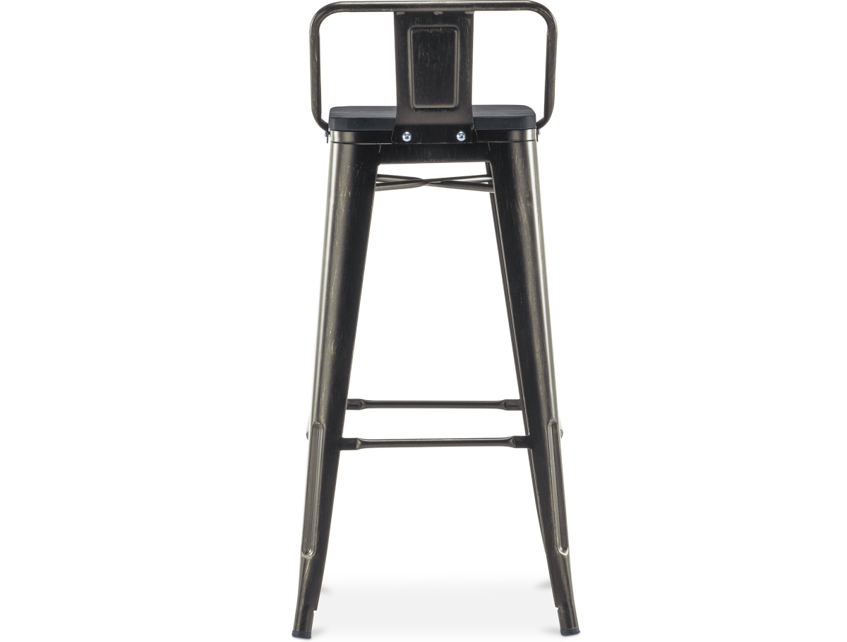 Buy Bistrot Metalix style bar stool with small backrest - Metal and dark wood - 76 cm Steel 59693 home delivery