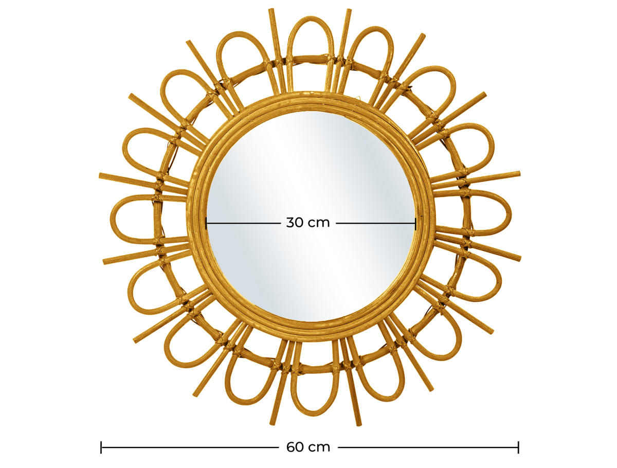 Buy Wall Mirror - Boho Bali Round Design (60 cm) - Uli Natural wood 60053 home delivery