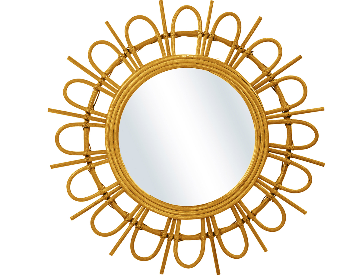 Buy Wall Mirror - Boho Bali Round Design (60 cm) - Uli Natural wood 60053 - in the UK